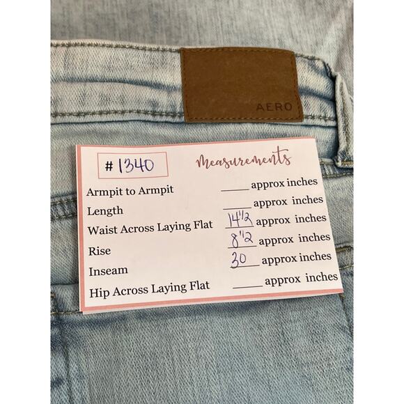 Aeropostale Light Blue Wash Low Rise Flare Distressed Denim Jeans Pants Size 8 - Picture 6 of 8